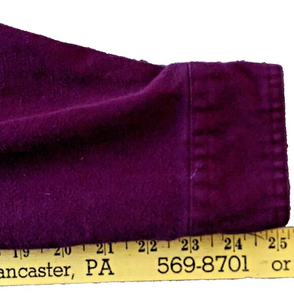 Eddie Bauer Chamois Shirt Mens L Burgundy Chest Pockets Cotton Flannel Button Up - Picture 12 of 14